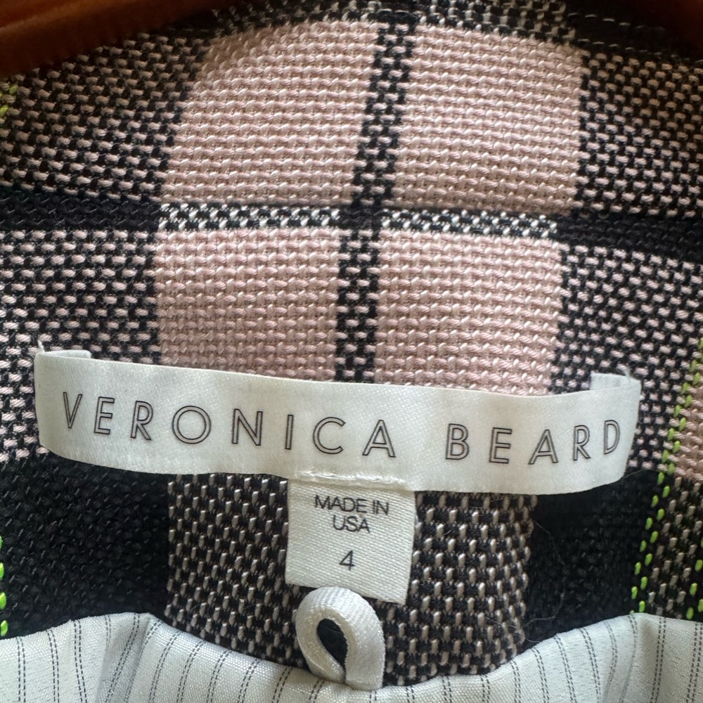 Veronica Beard Pink Black and Green Plaid Double-Breasted Blazer & Trousers - Picture 8 of 8